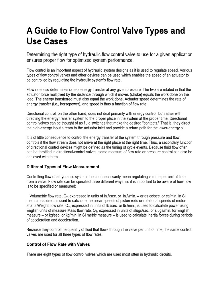 A Guide To Flow Control Valve Types and Use Cases | PDF | Valve | Actuator