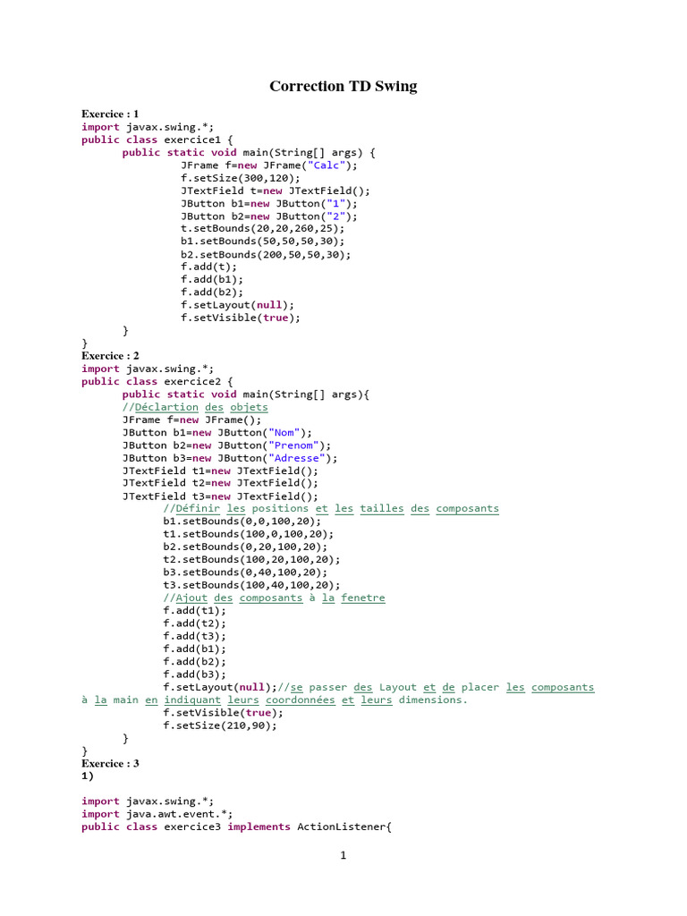 Exemples de Swing en Java | PDF