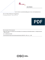 1967-A - Note Sur La Constribution de La Numismatique A La Connaissance de La Mauretanie Tingitane