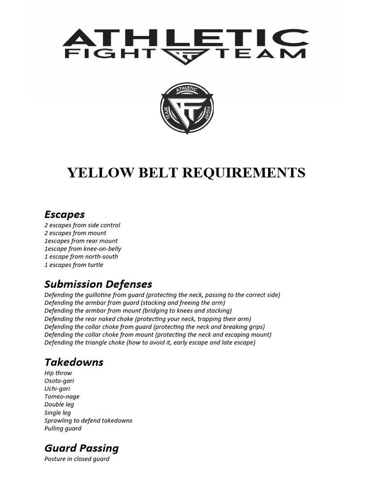 Yellow Belt Requirements PDF