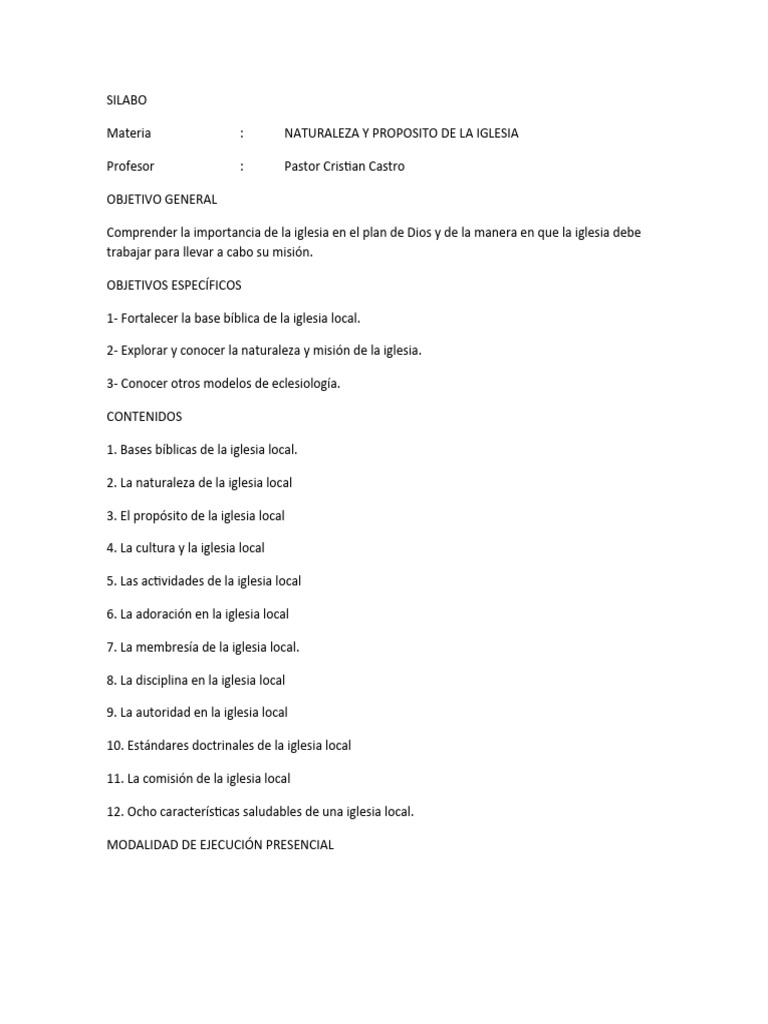 Naturaleza y Misión de la Iglesia Local | PDF | Maestros | Naturaleza