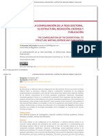 La Configuración de La Tesis Doctoral. Su Estructura, Redacción, Defensa y Publicación