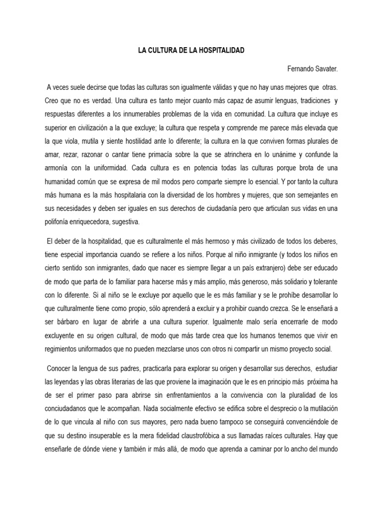 La Cultura de La Hospitalidad | PDF | Ciencias sociales