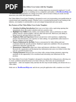 Video Editor Cover Letter Template