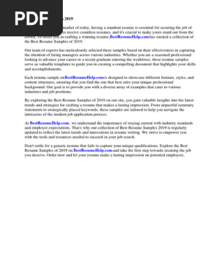 Best Resume Samples 2019