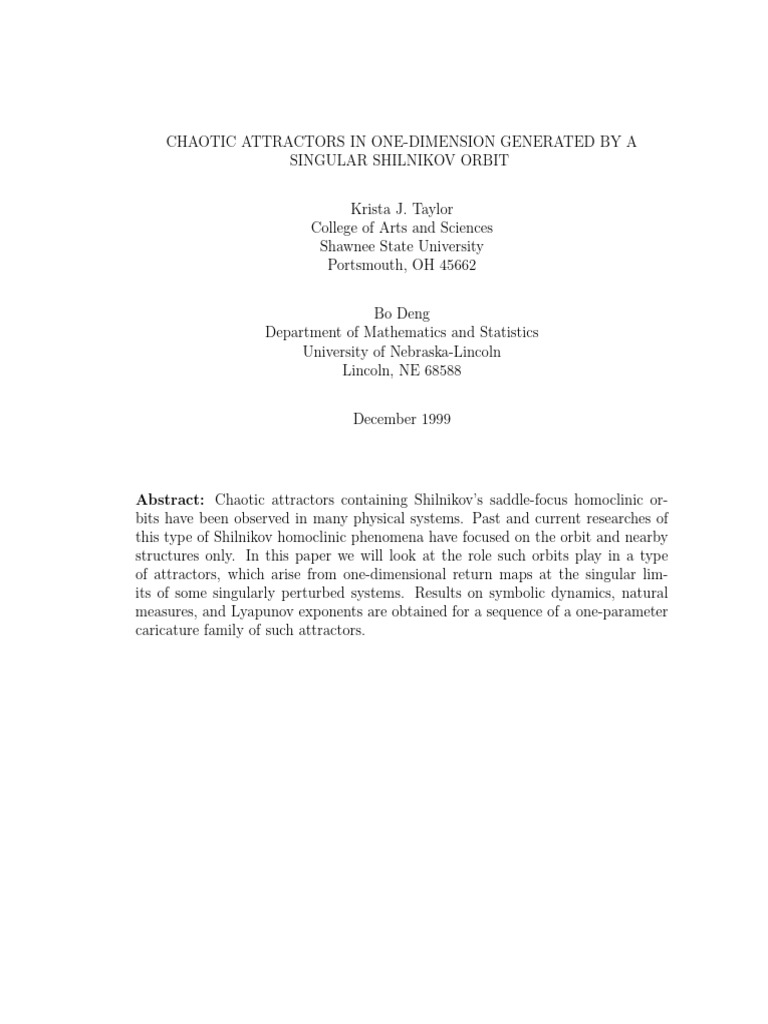 Chaotic Attractors from Shilnikov Orbits | PDF | Chaos Theory | Attractor