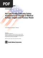 Hot Cell Facility Criticality Safety Assessment For Storage of Medical Isotope Targets and Process Waste