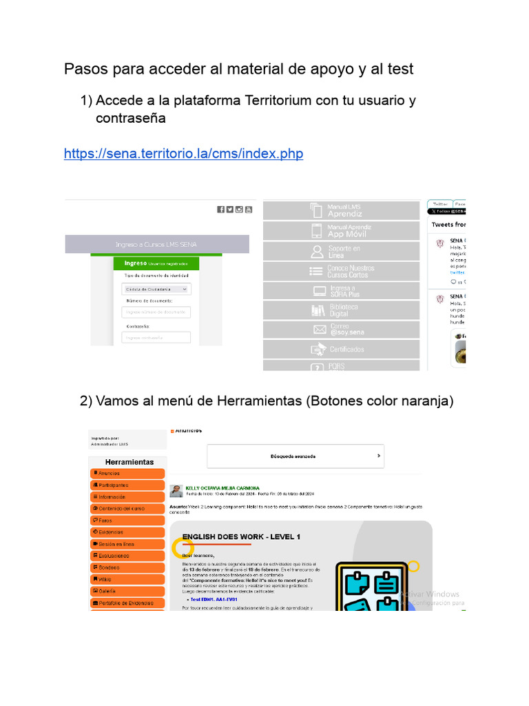 Pasos para Acceder Al Material de Apoyo y Al Test: 1) Accede A La ...