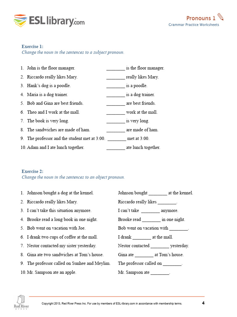 Worksheet 2 Subject - Object | PDF