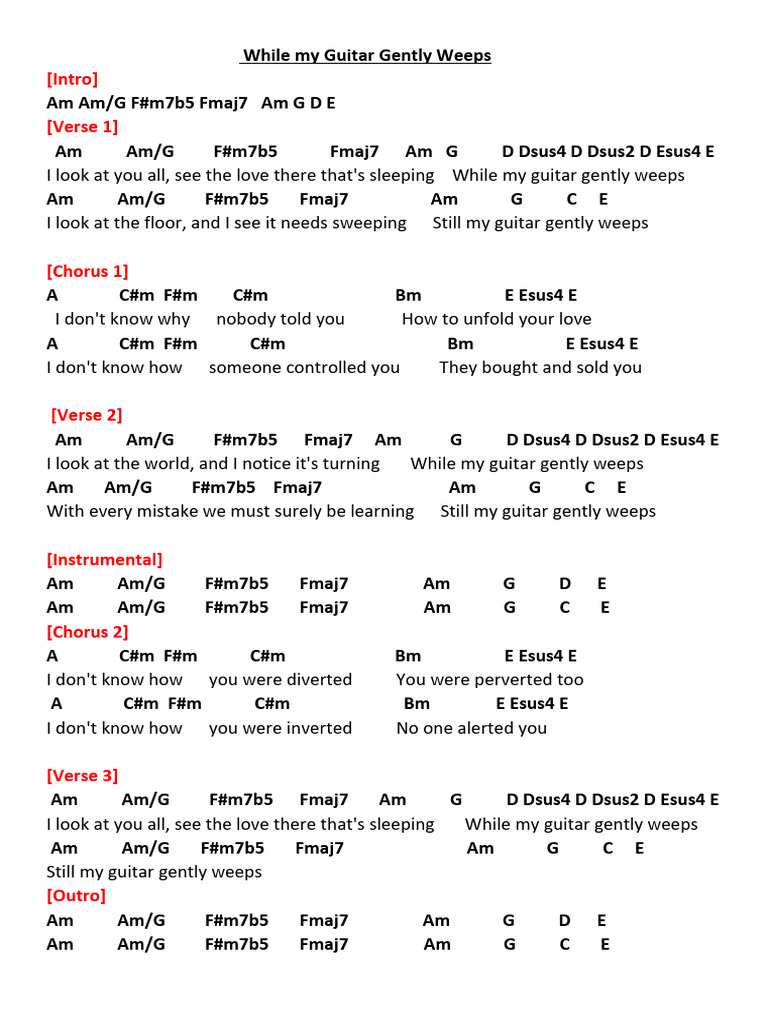 While My Guitar Gently Weeps Pdf