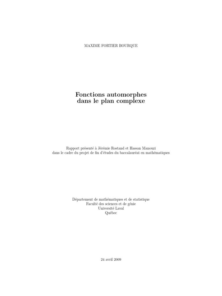 Fonctions automorphes en géométrie complexe | PDF | Groupe ...