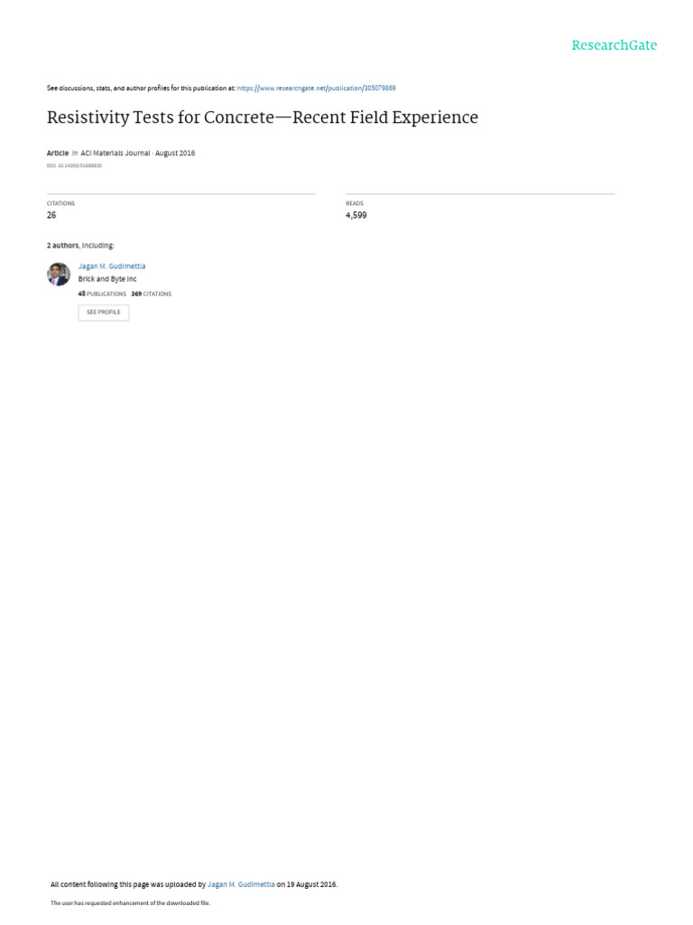 Acimaterials journal pdf concrete electrical resistivity and