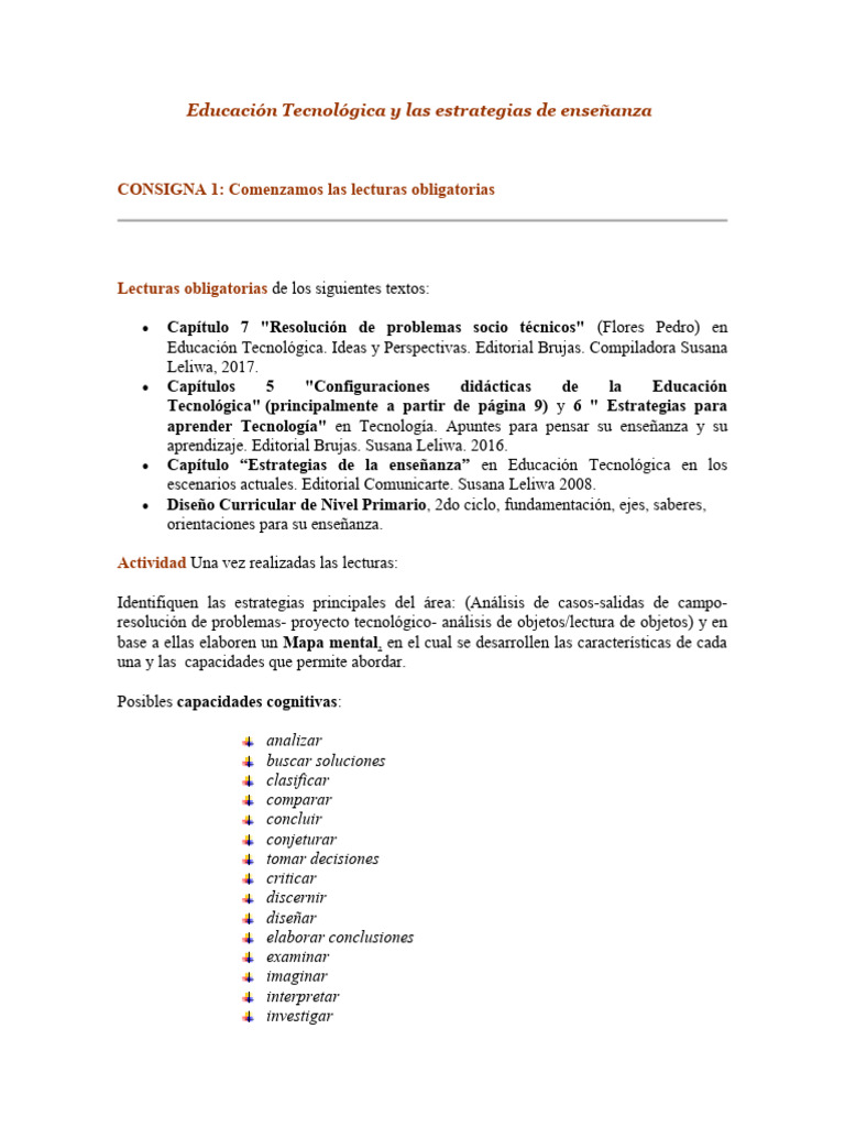 Educación Tecnológica y Las Estrategias de Enseñanza - Consigna TP5 ...