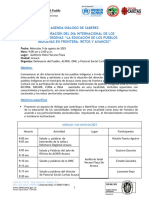 Anexo AGENDA DIALOGO DE SABERES &ldquo LA EDUCACI&Oacute N DE LOS PUEBLOS INDIGENAS EN FRONTERA RETOS Y AVANCES&rdquo 120230060033104231 00002 00002