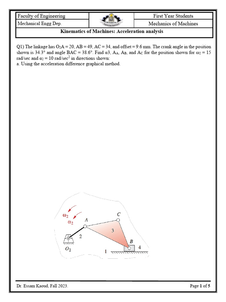 Kinematics of Machines: Acceleration Analysis | PDF | Science ...