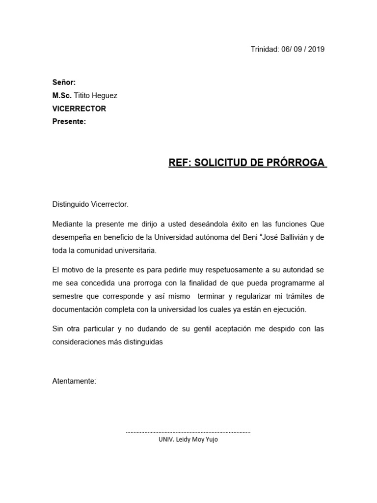 Solicitud de Prorroga | PDF