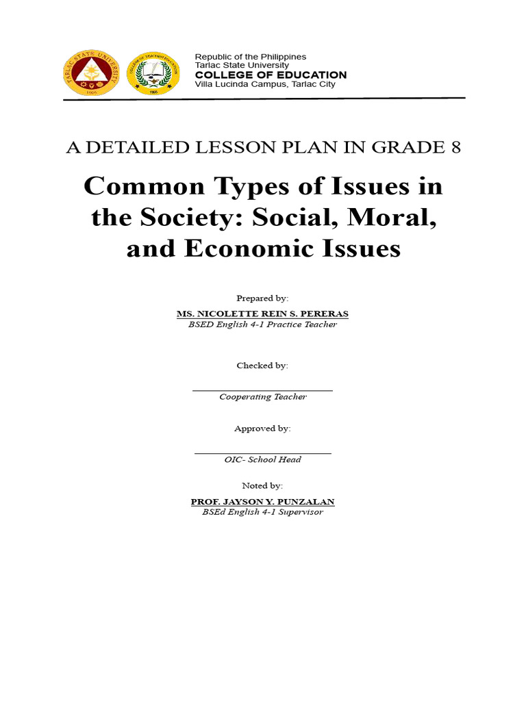 Grade 8 Lesson Plan on Social Issues | PDF | Poverty | Poverty ...