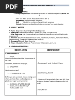 ARITHMETIC SEQUENCE LESSON PLAN