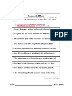 Cause Effect Worksheet PDF