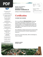 Livestock Certificate