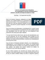 11.09.2022 Acto de Conmemoracion y Reflexion A 49 Anos Del Golpe de Estado en Chile