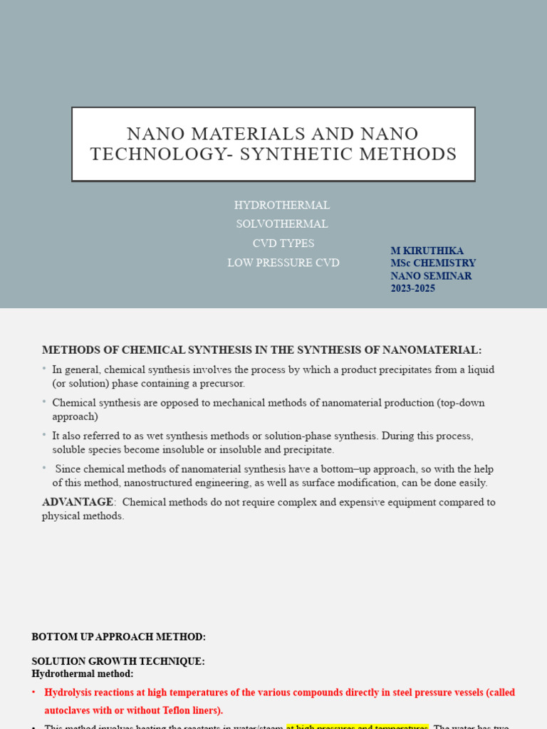 Nanomaterials Synthesis Methods Overview | PDF | Chemical Vapor ...