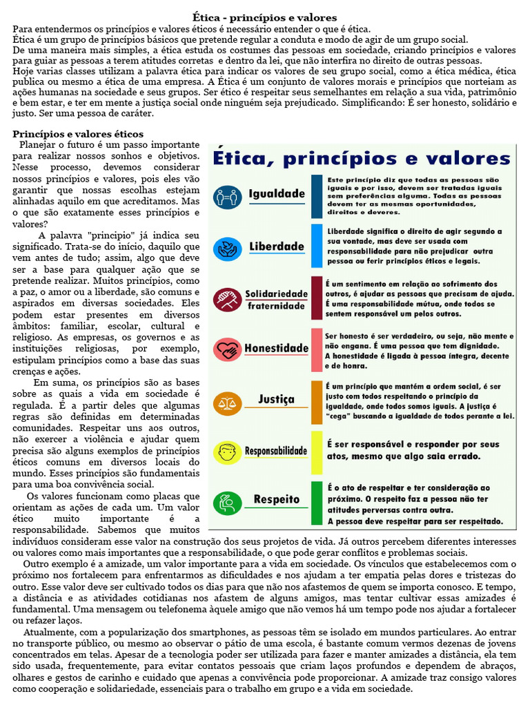 Ética - Princípios e Valores | PDF | Sociologia