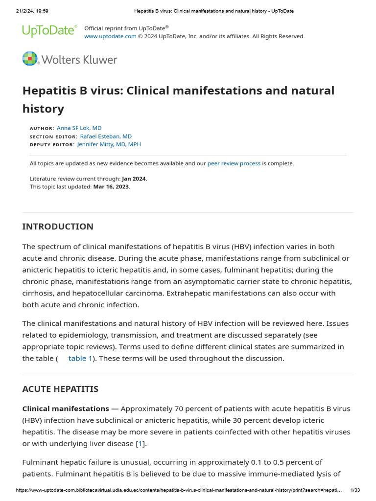 Hepatitis B Virus - Clinical Manifestations and Natural History | PDF ...