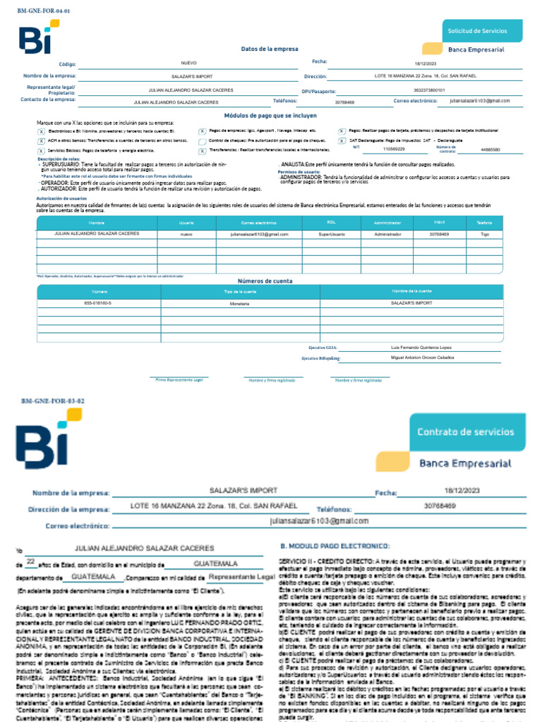 Servicios BI Banking para Empresas | PDF | Bancos | Cheque