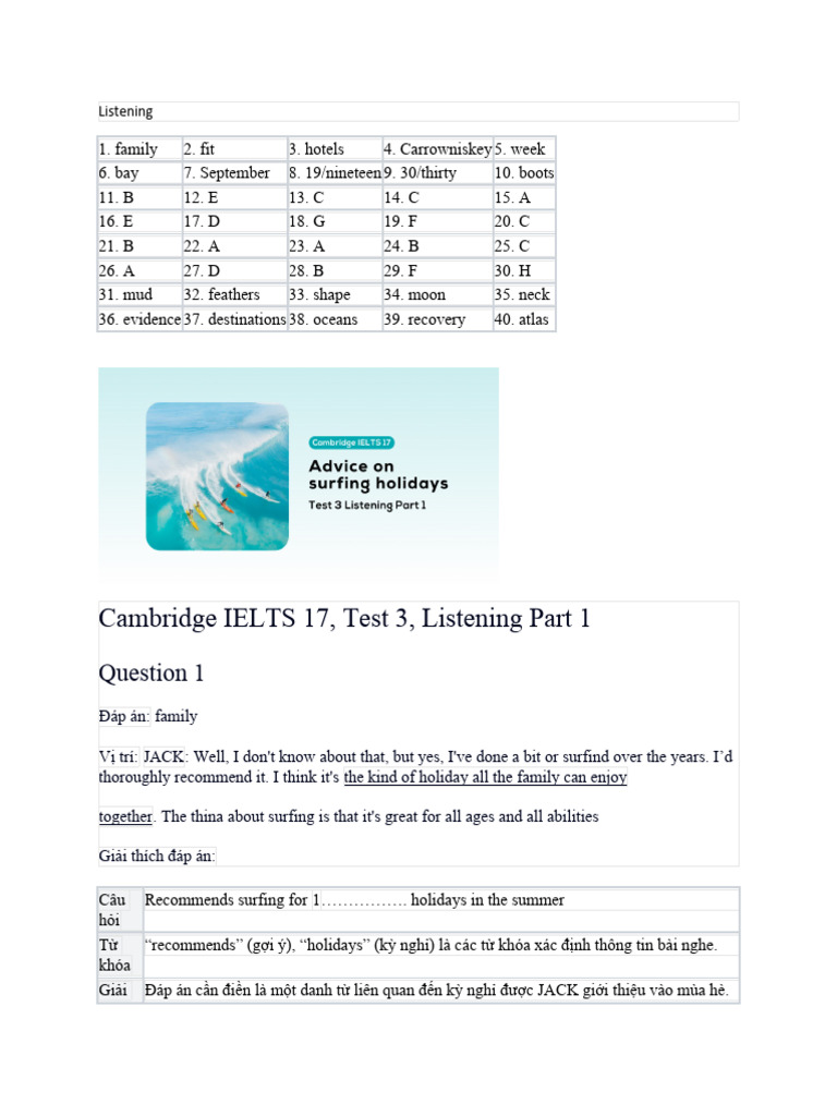 Cambridge IELTS 17, Test 3, Listening | PDF