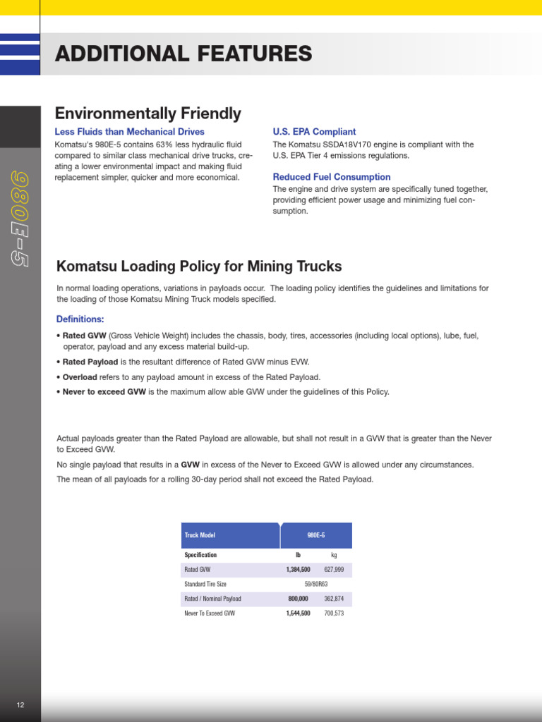 Komatsu 980E-5 Mining Truck Overview | PDF | Technology & Engineering