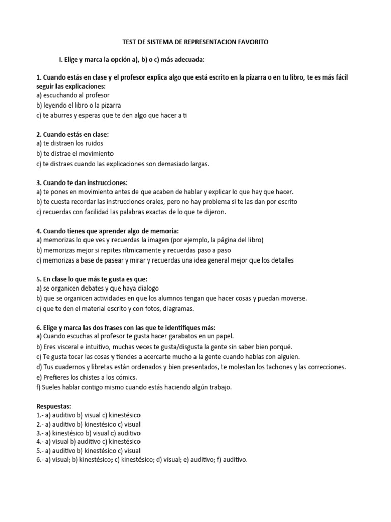 Test de sistema de representacion favorito vak pdf