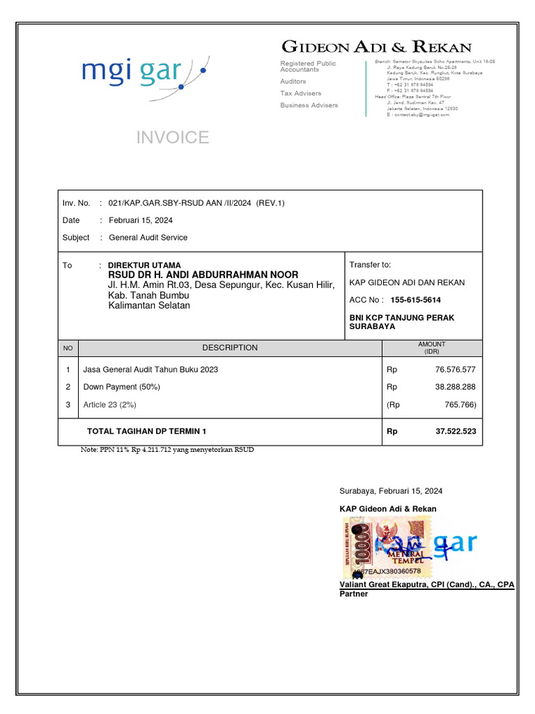 021 Revisi 1-Invoice T1 (50%) Rsud DR H. Andi Abdurrahman Noor 2023 ...