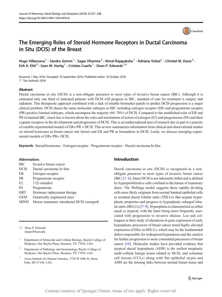 Steroid Hormone Receptors in DCIS | PDF | Breast Cancer | Hormone ...