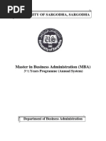 Master in Business Administration (MBA) : University of Sargodha, Sargodha