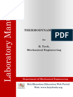 Thermodynamics Lab: B. Tech. Mechanical Engineering