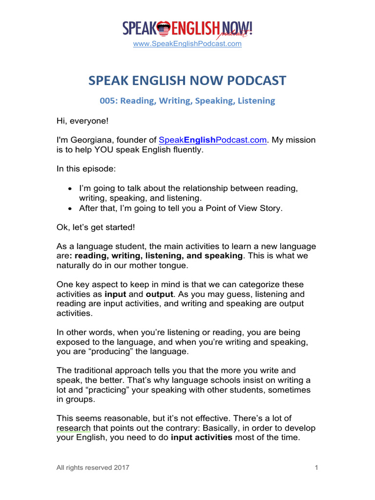 Improve English: Reading, Writing, Speaking | PDF | English Language ...