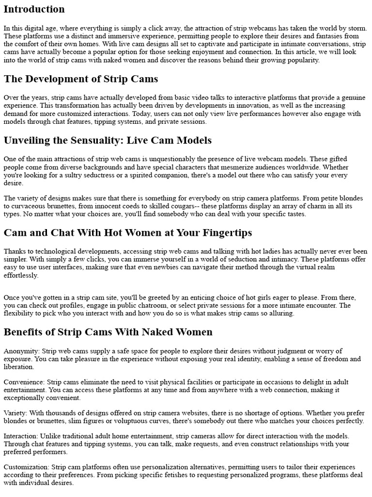 The Appeal of Strip Cams: Revealing the Beauty of Naked Ladies 159625 PDF Cyberspace