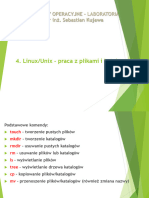 Linux/Unix - Praca Z Plikami I Katalogami: Systemy Operacyjne - Laboratoria DR Inż. Sebastian Kujawa