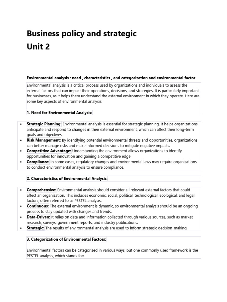 Environmental Analysis in Strategic Management | PDF | Swot Analysis ...