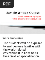 Sample Written Output For Work Immersion