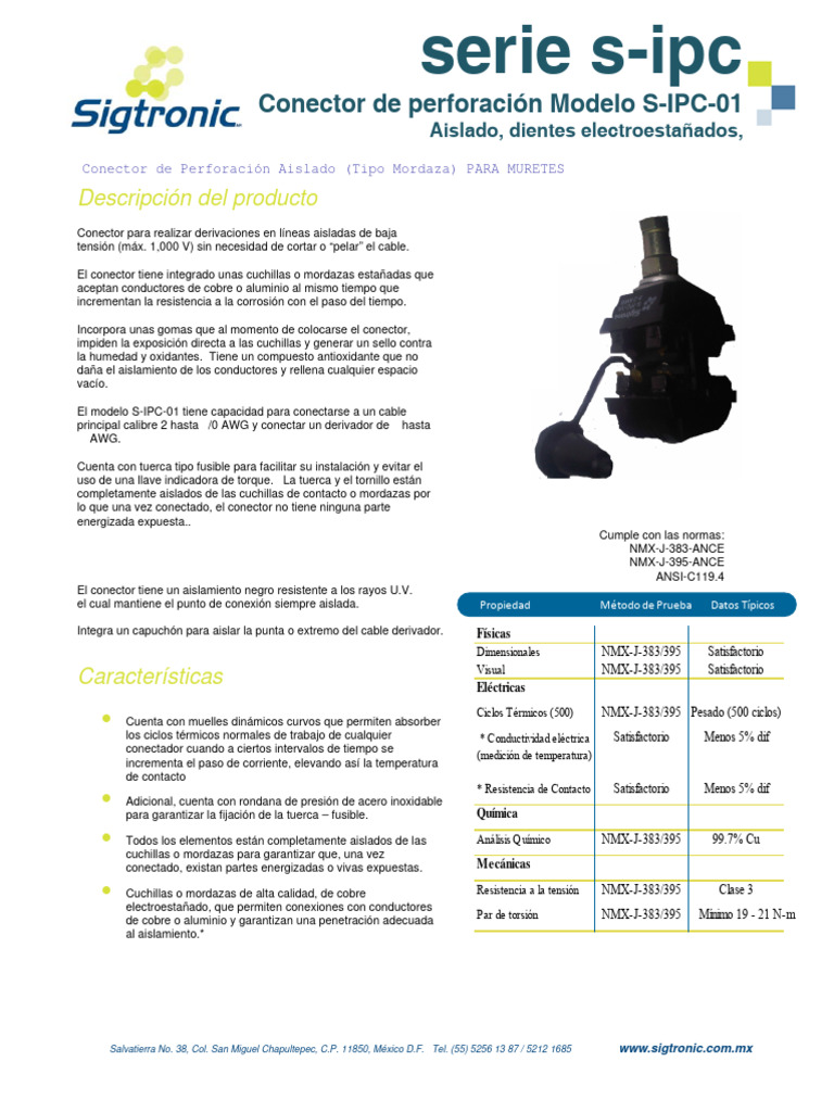 Conector de Perforación Aislado S-IPC-01 | PDF | Conector eléctrico ...
