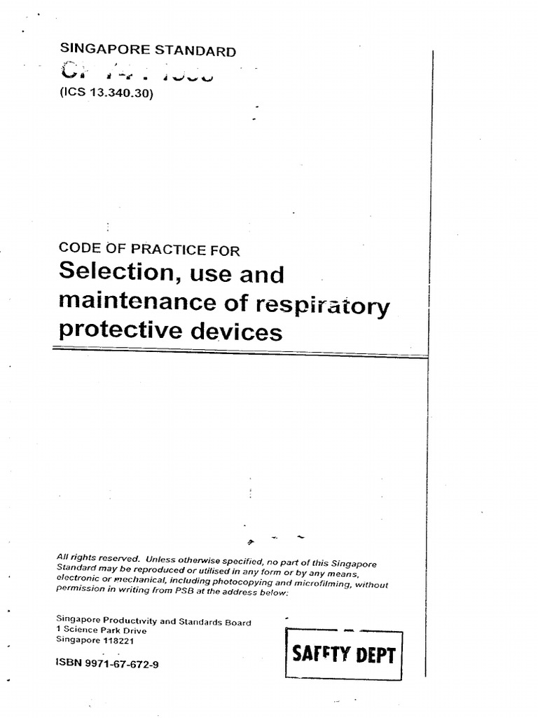 CP 74 1998 Selection Use N Maint of Respiratory Protection | PDF