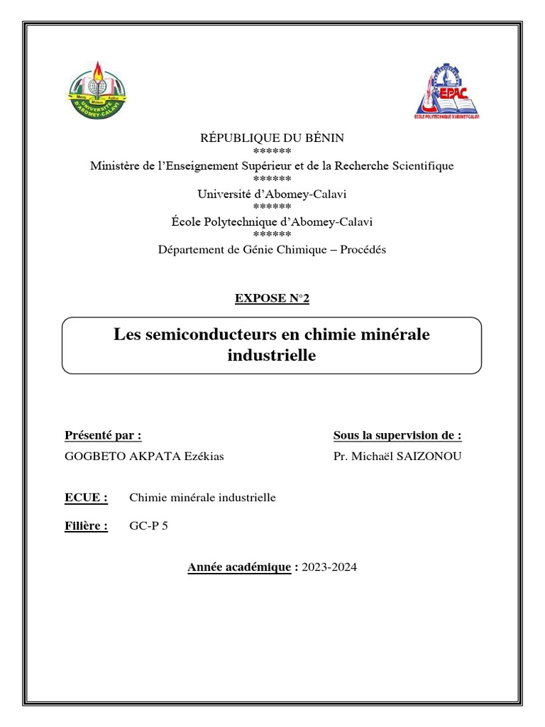 Les semiconducteurs en chimie industrielle PDF Semiconducteurs — free download