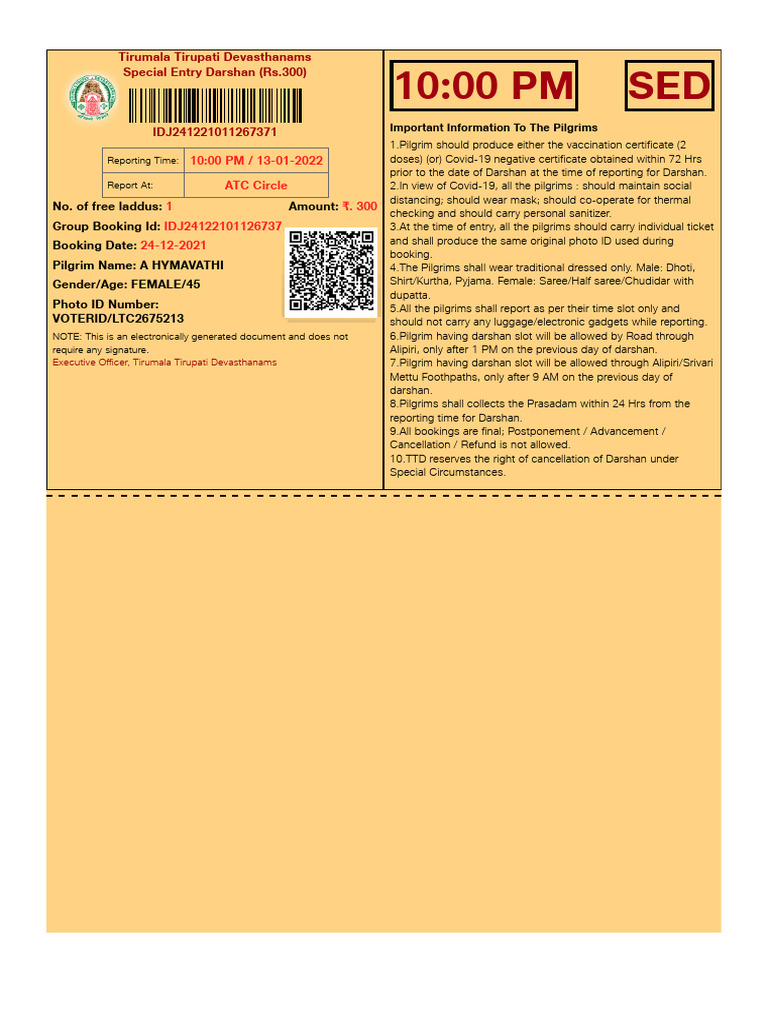 Tirumala tirupati devasthanams official booking portal pdf