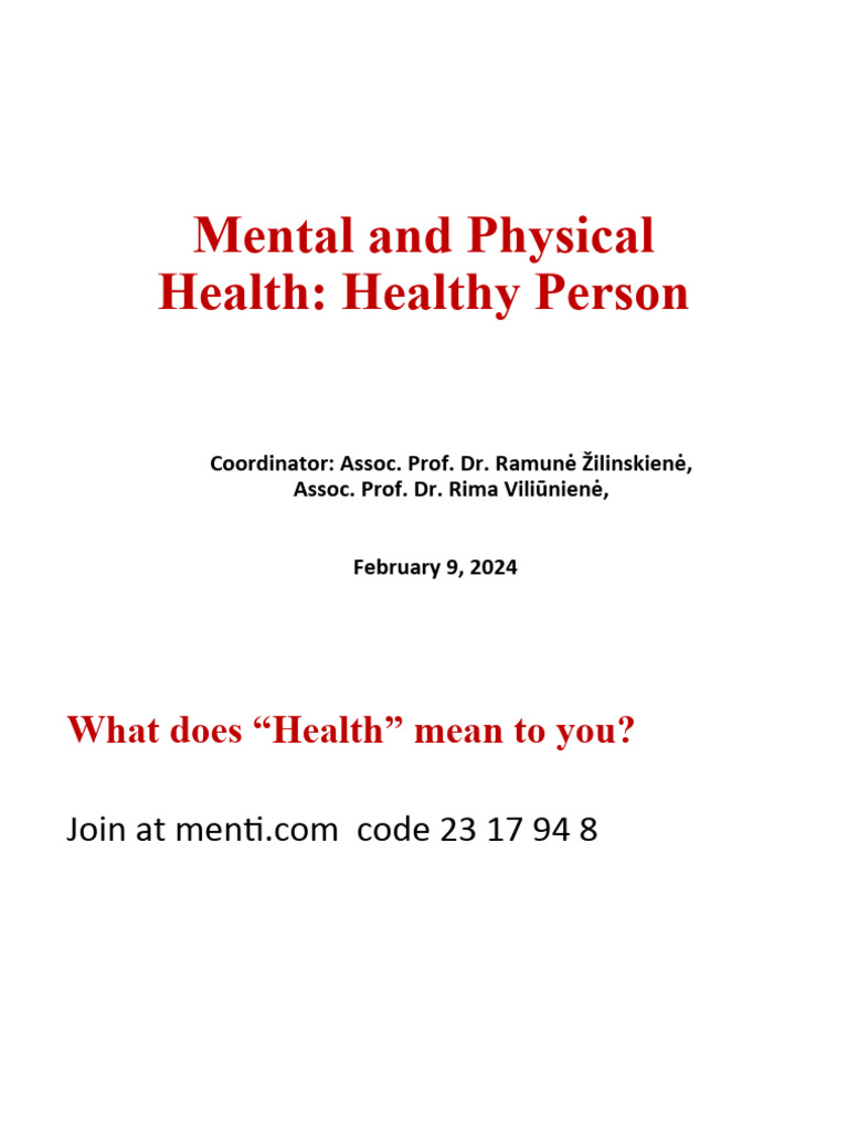 1 Mental and Physical Health Introduction | PDF | Psychology ...