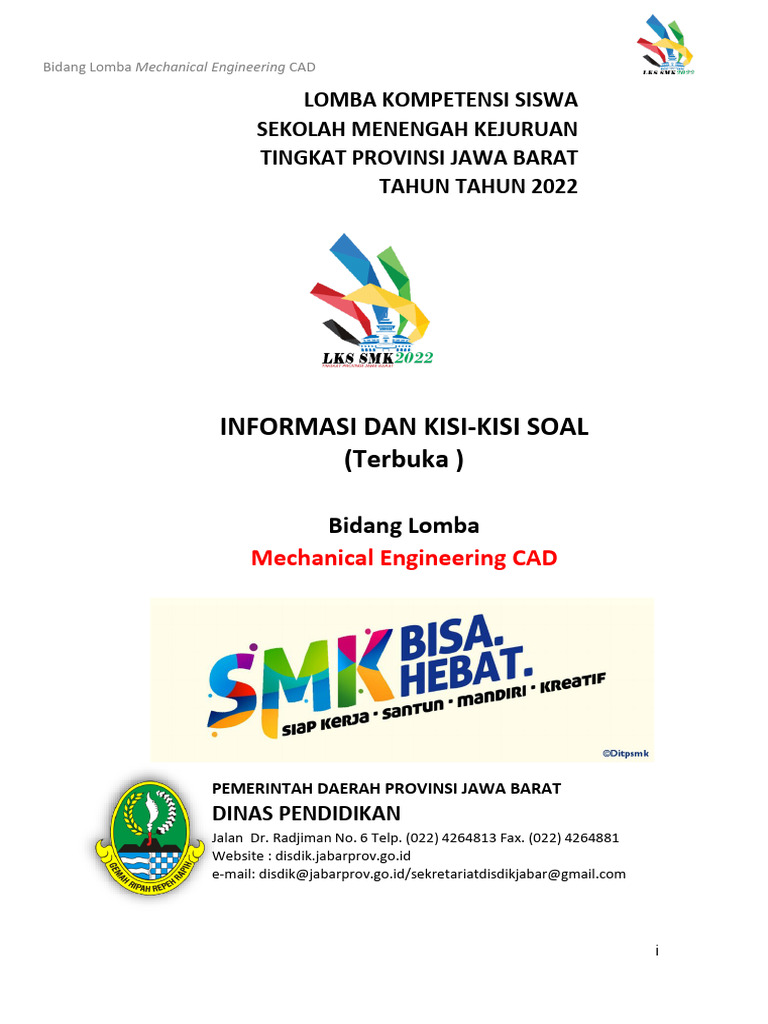 Revisi Informasi Dan Kisi Kisi Soal Lksp Jabar Mechanical Engineering