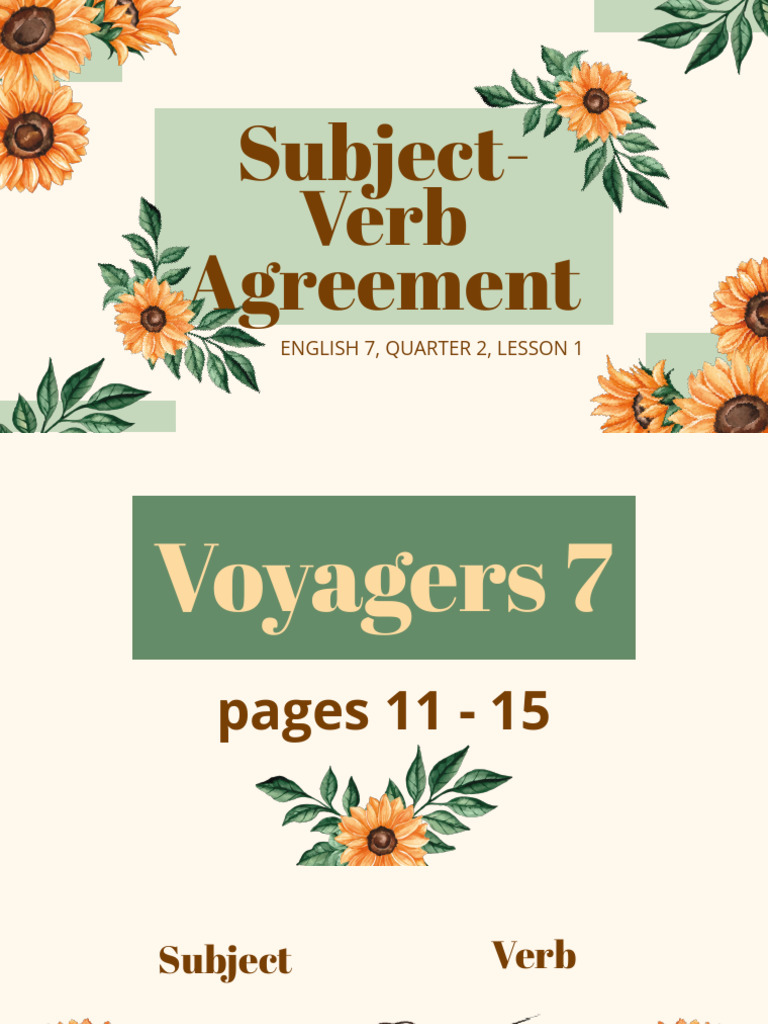 Q2L1 Subject-Verb Agreement Part 1 | PDF | Grammatical Number | Plural