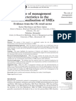 The Role of Management Characteristics in The Internationalisation of SMEs Evidence From The UK Retail Sector