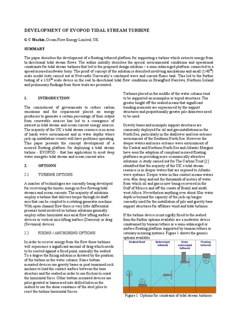Development of Evopod Tidal Stream Turbine | PDF | Tide | Mechanical ...